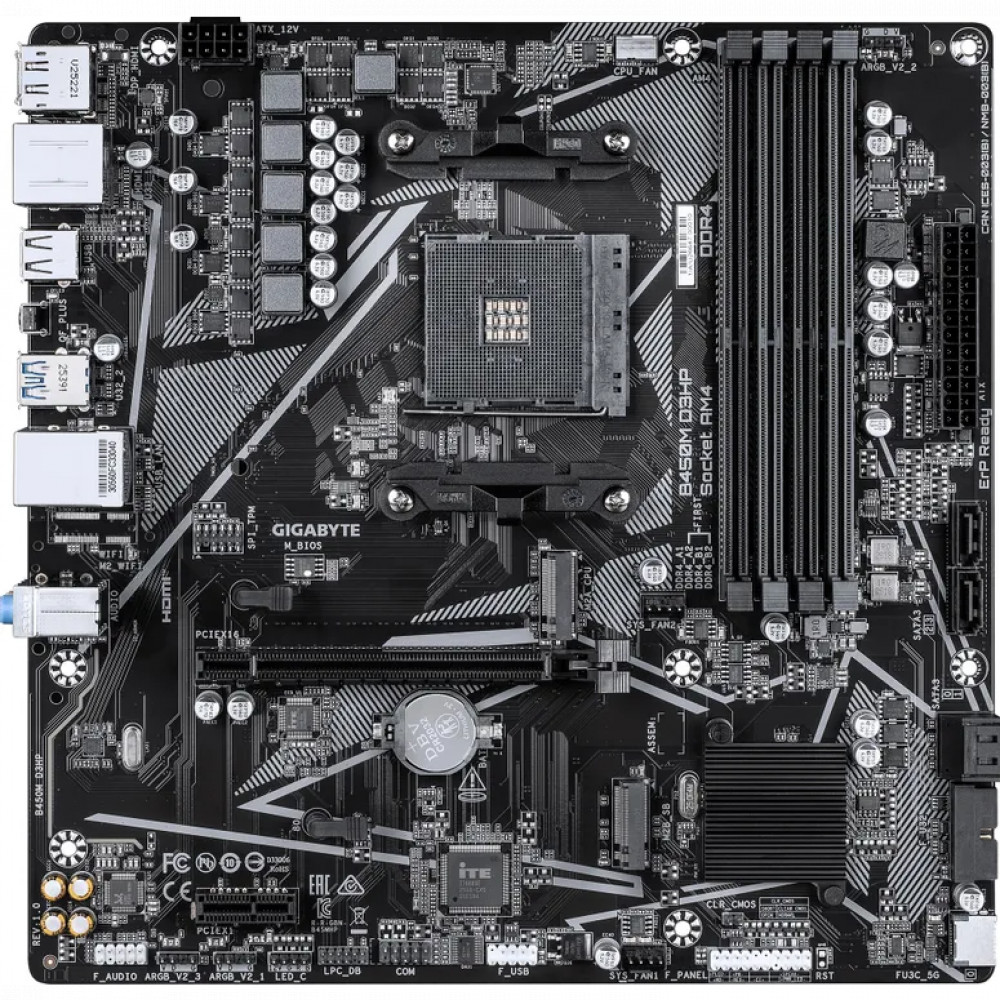 Материнская плата Gigabyte B450M D3HP Micro-ATX, AMD AM4 - миниатюра 2