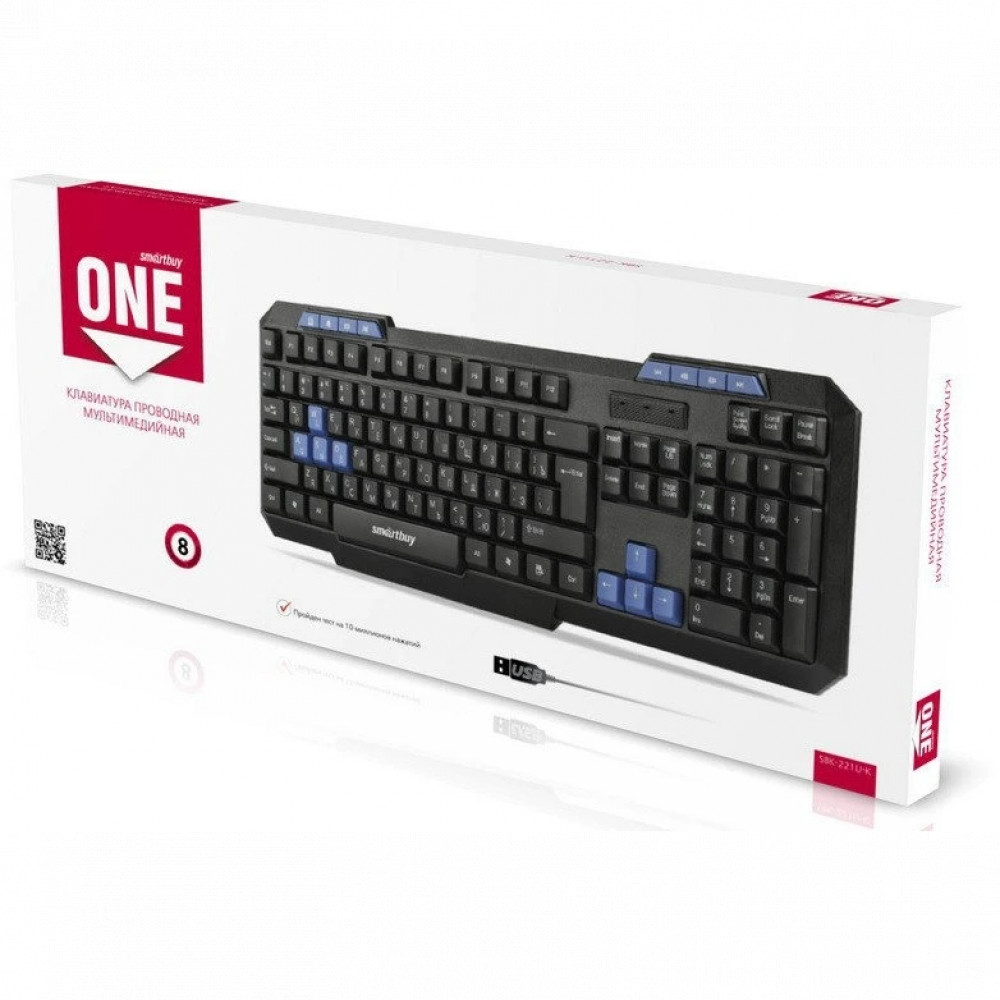 Клавиатура SmartBuy ONE 221 SBK-221U-K Проводная, USB - миниатюра 2