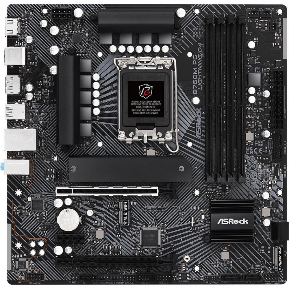 Материнская плата ASRock B760M PG LIGHTNING/D4 Micro-ATX, LGA 1700 - миниатюра 2