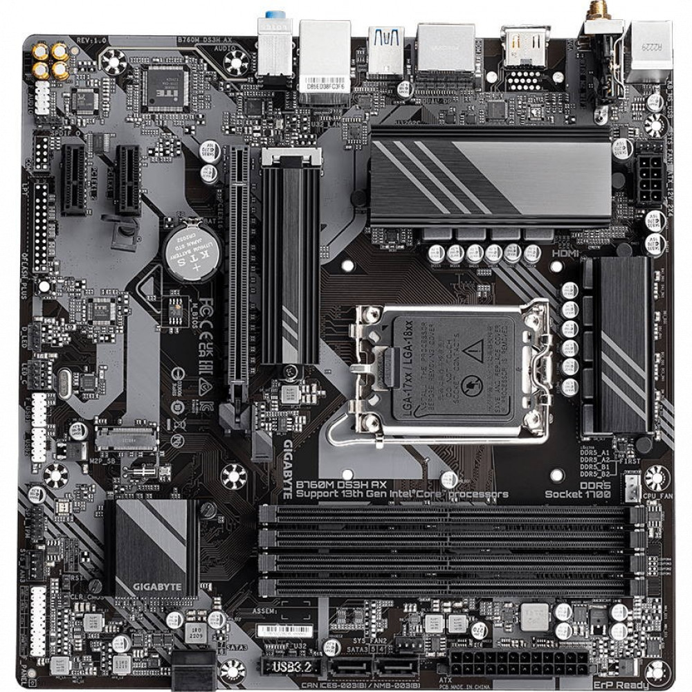 Материнская плата Gigabyte B760M DS3H AX Micro-ATX, LGA 1700 - миниатюра 4
