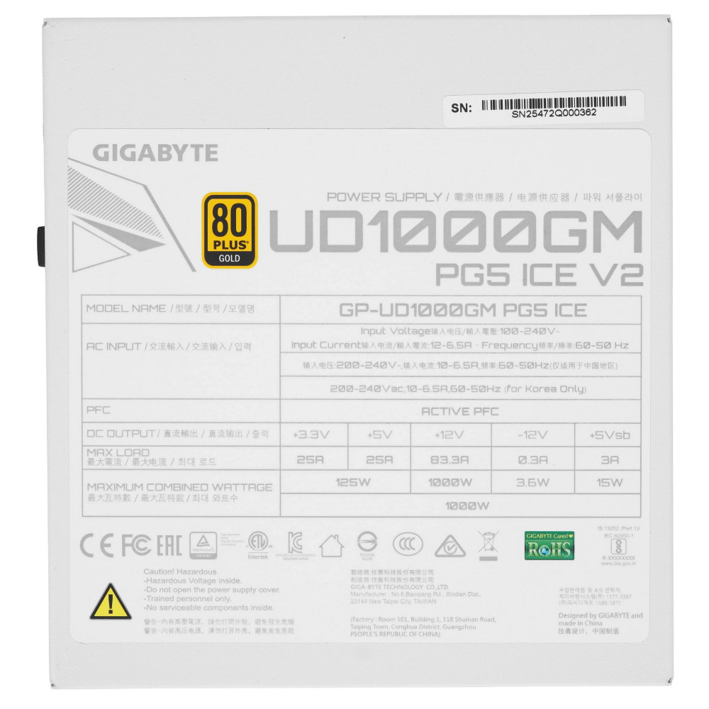 Блок питания Gigabyte UD1000GM PG5 V2 ICE 28200-U10GI-1CEUR 1000 Вт, 80+ Gold - миниатюра 4
