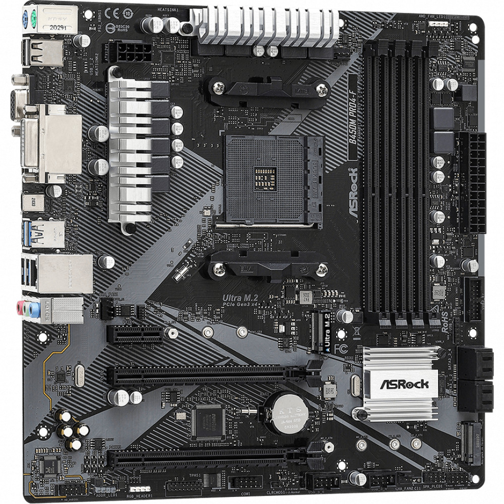 Материнская плата ASRock B450M PRO4-F R2.0 Micro-ATX, AMD AM4 — фото товара