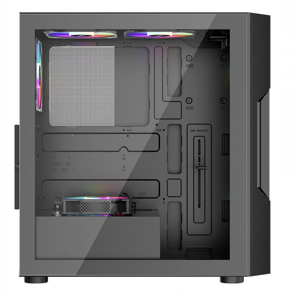 Корпус 1STPLAYER T7 P Black T7-P-BK-4F7 Mid-Tower - миниатюра 5