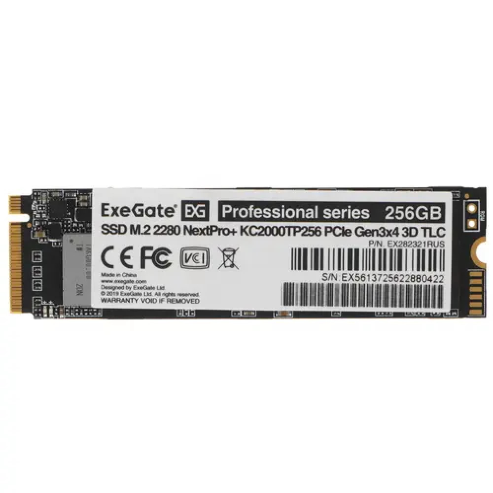 Жесткий диск ExeGate extPro+ KC2000TP256 EX282321RUS SSD (твердотельные), 256 ГБ, M.2, PCIe — фото товара