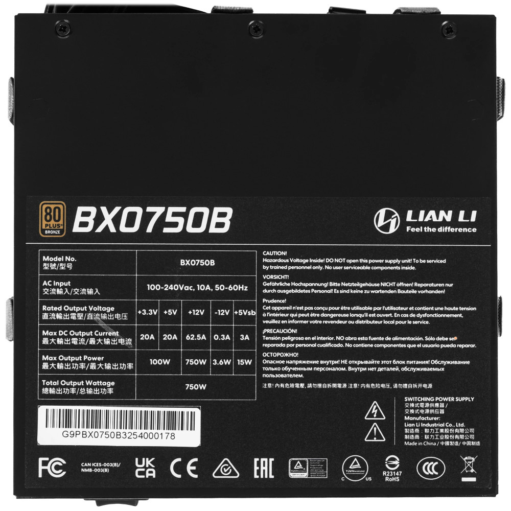 Блок питания Lian Li BX 750B G9P.BX0750B.B000.RU 750 Вт - миниатюра 4