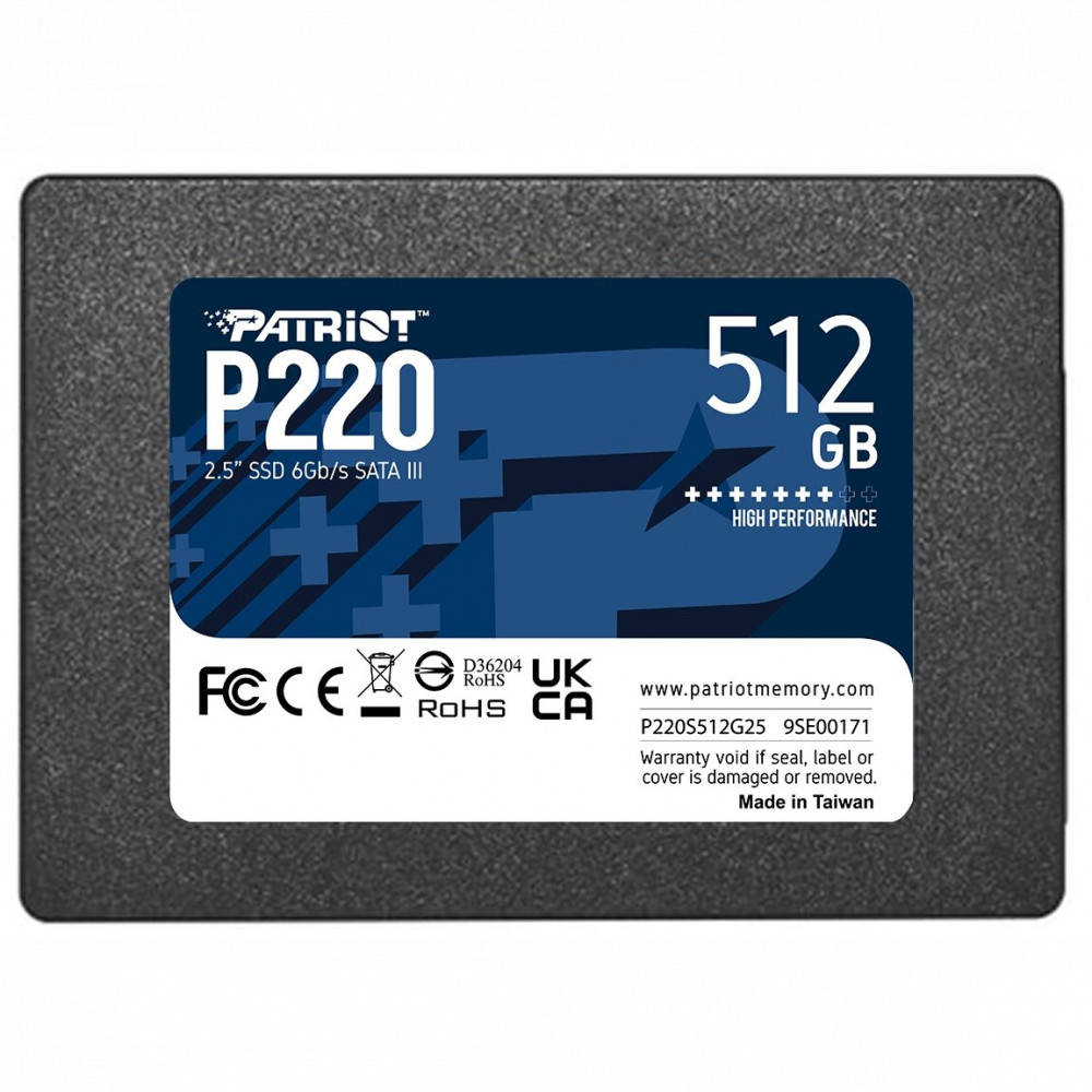 Жесткий диск Patriot P220 P220S512G25 SSD (твердотельные), 512 ГБ, 2.5 дюйма, SATA — фото товара