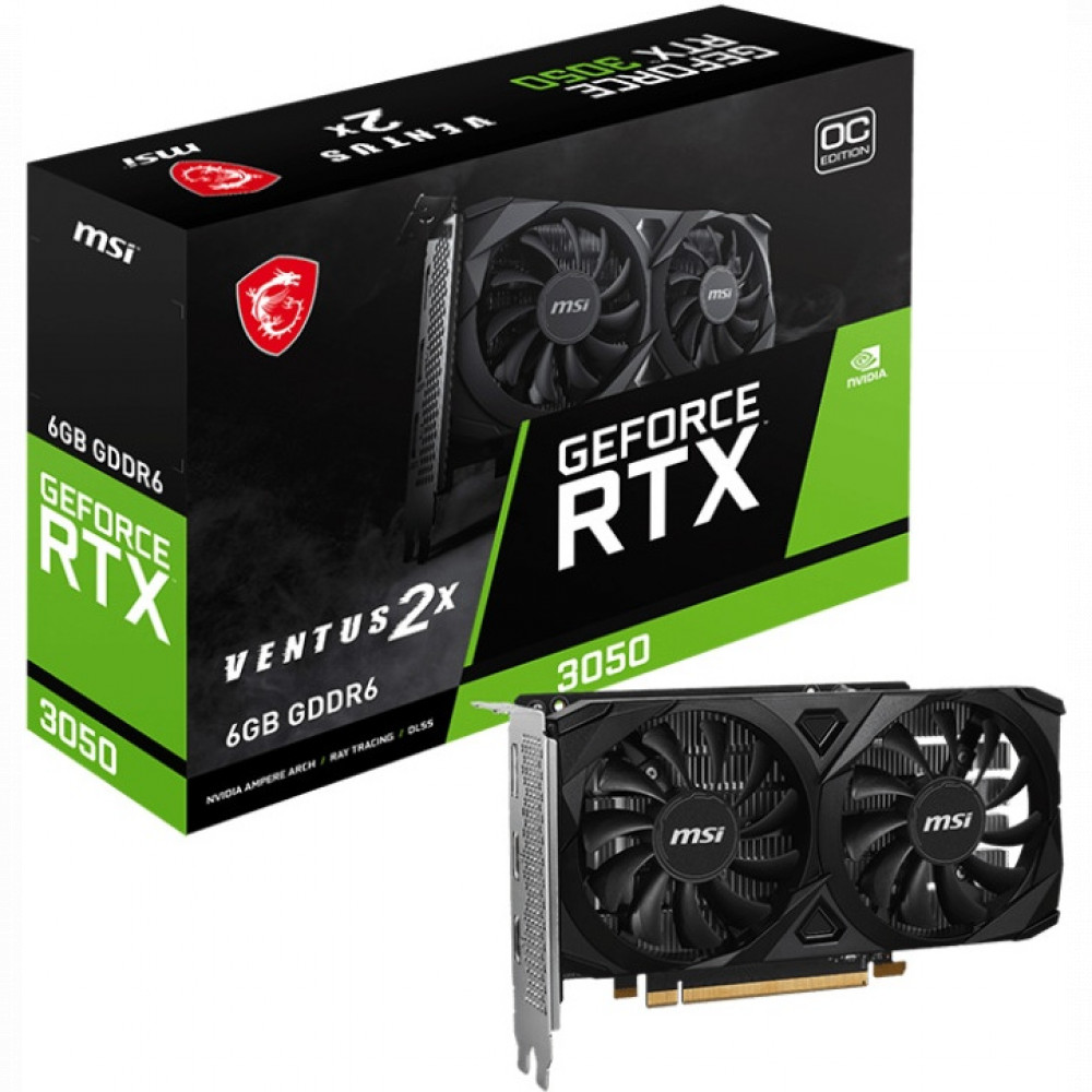 Видеокарта MSI GeForce RTX 3050 VENTUS 2X E 6G OC 6 ГБ — фото товара