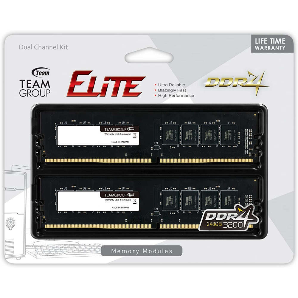 ОЗУ Team Group ELITE TED416G3200C22DC01 DIMM, DDR4, 16 Гб (2 х 8 Гб), 3200 МГц - миниатюра 2