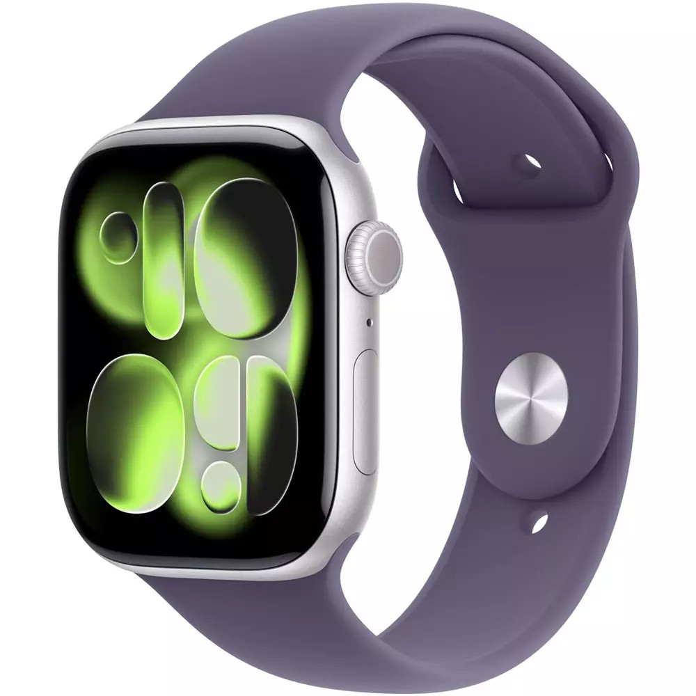 Apple Watch Series 11 GPS 46mm Silver Aluminium Case with Purple Fog Sport Band - S/M MEV94RK/A Смарт-часы — фото товара