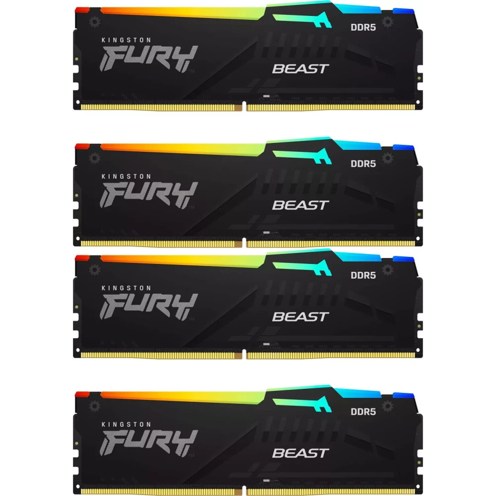 ОЗУ Kingston FURY Beast RGB XMP 128GB KF552C40BBAK4-128 DIMM, DDR5, 128 Гб (4 х 32 Гб), 5200 МГц — фото товара