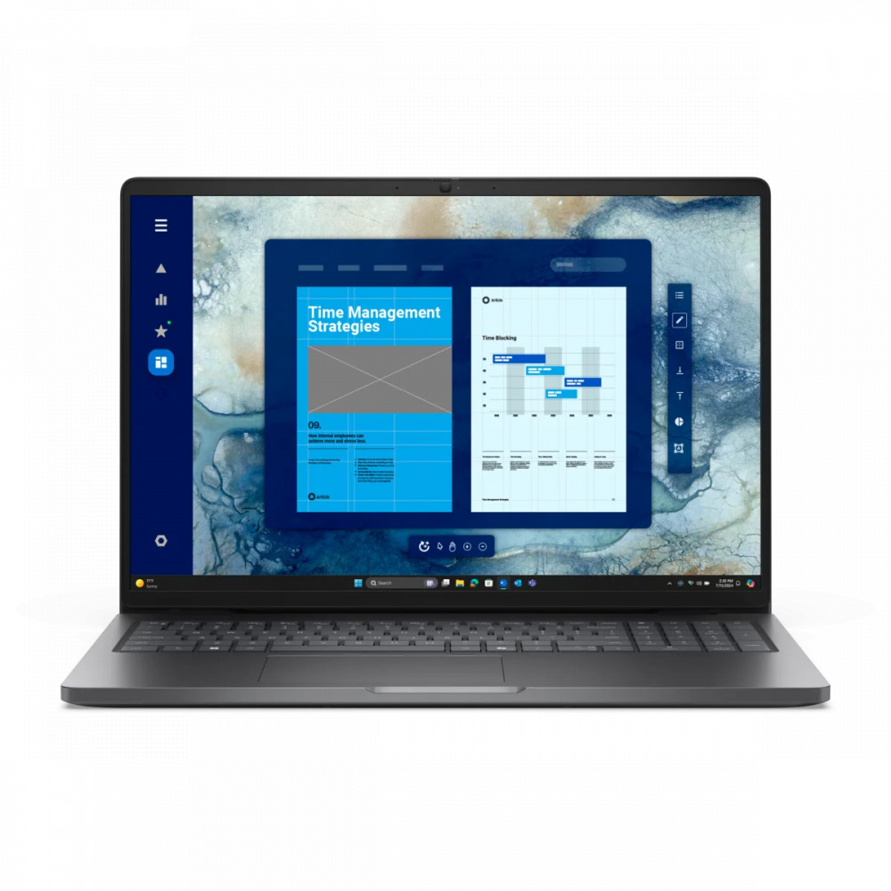Ноутбук Dell Pro 16 PC16250 (BTO107_PC16250_EMEA) 16 ", WUXGA 1920x1200 (16:10), Intel, Core Ultra 7, 16 Гб, 512 ГБ, Intel Graphics, Windows 11 Pro — фото товара