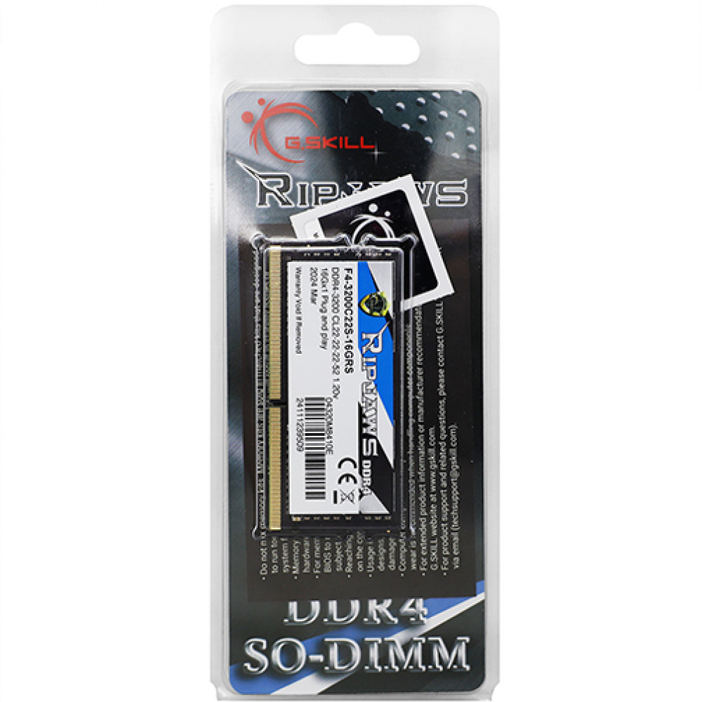 ОЗУ G.Skill RipJaws F4-3200C22S-16GRS SO-DIMM, DDR4, 16 Гб, 3200 МГц - миниатюра 3