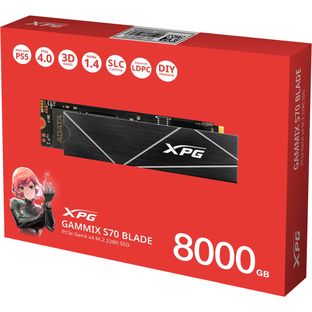 Жесткий диск ADATA XPG Blade S70 AGAMMIXS70B-8000G-CS SSD (твердотельные), 8 ТБ, M.2, PCIe - миниатюра 4