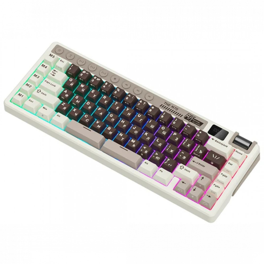 Клавиатура Royal Kludge M70 Mokko Grey (Cream Switch) 6935280827112 Беспроводная, Bluetooth - миниатюра 7