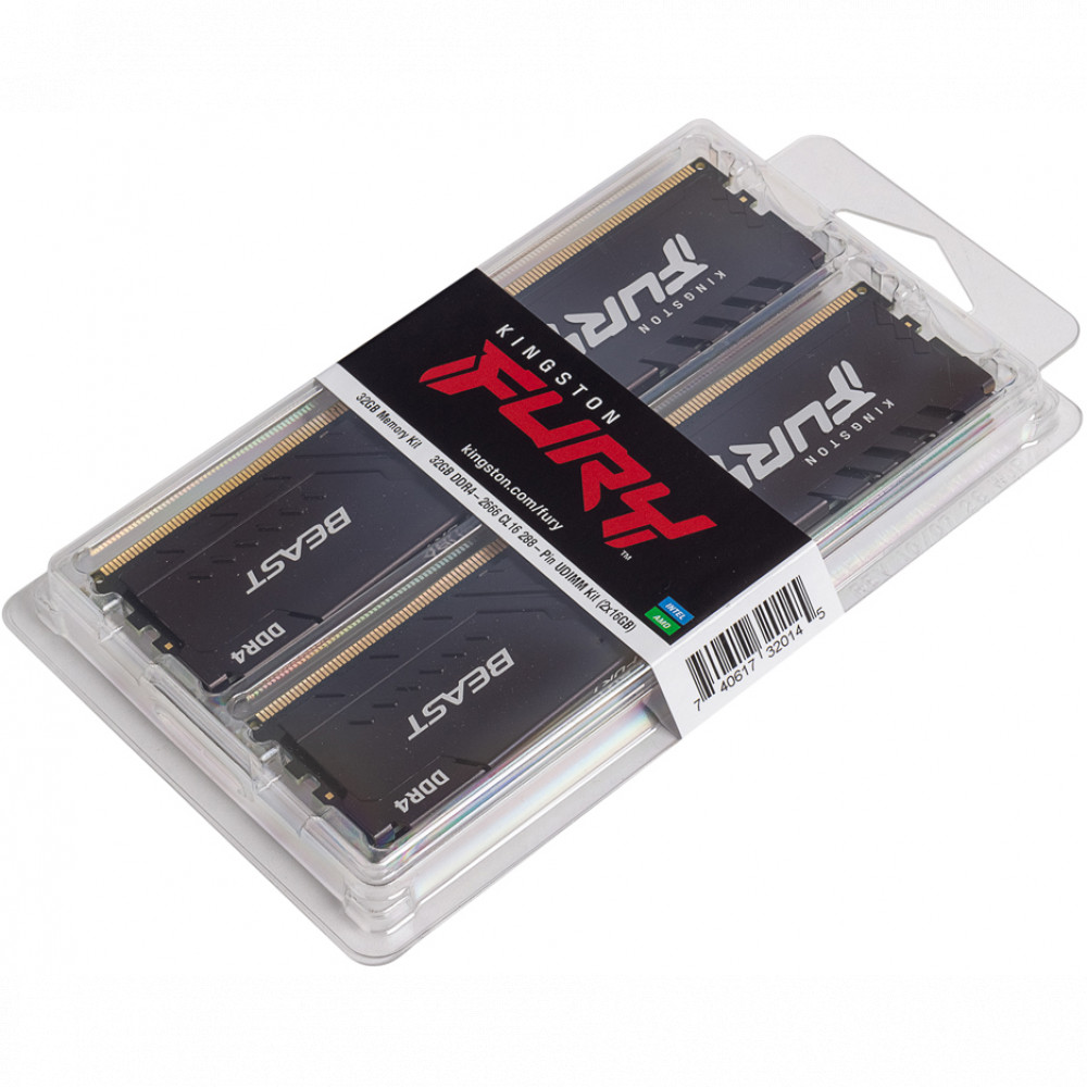 ОЗУ Kingston FURY Beast 16 ГБ KF432C16BB1K2/32 DIMM, DDR4, 32 Гб (2 х 16 Гб), 3200 МГц - миниатюра 2