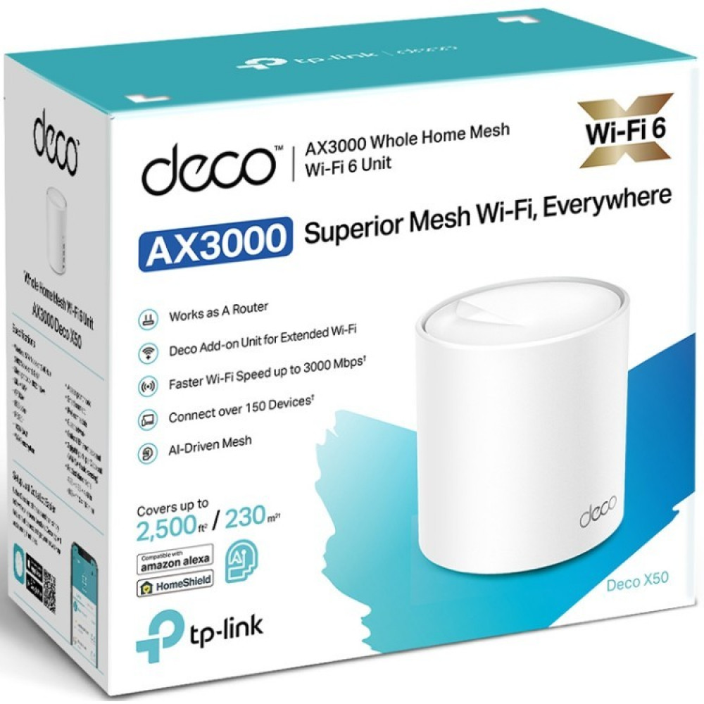 Маршрутизатор для дома TP-Link AX3000 Whole Home Mesh Wi-Fi 6 DECO X50(1-PACK) - миниатюра 2