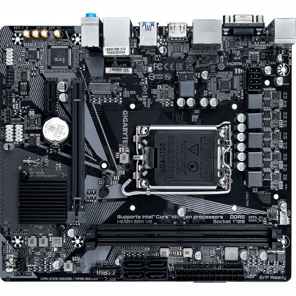Материнская плата Gigabyte H610M S2H V2 H610M S2H V2 (REV1.0) Micro-ATX, LGA 1700 - миниатюра 3