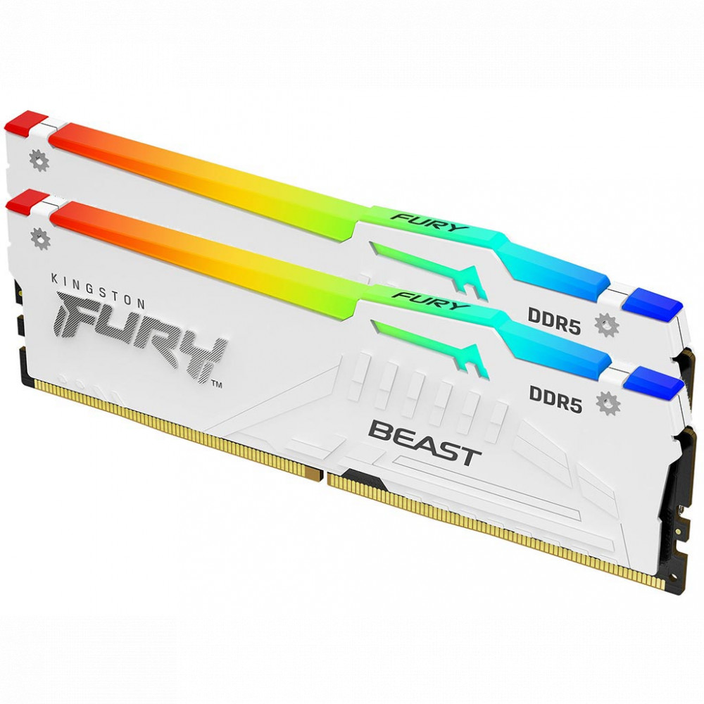 ОЗУ Kingston Fury Beast White RGB KF552C40BWAK2-32 DIMM, DDR5, 32 Гб (2 х 16 Гб), 5200 МГц - миниатюра 2