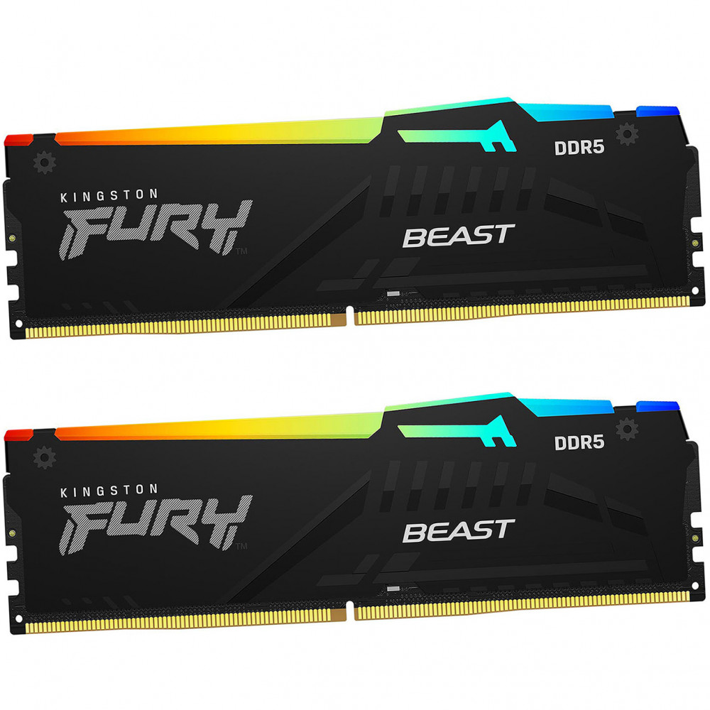 ОЗУ Kingston Fury Beast RGB KF560C30BBEAK2-64 DIMM, DDR5, 64 Гб (2 х 32 Гб), 6000 МГц — фото товара