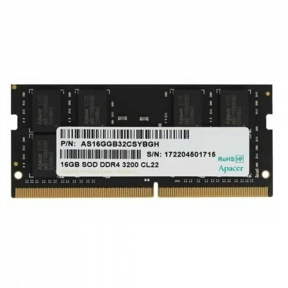ОЗУ Apacer DDR4 16GB 3200MHz SO-DIMM AS16GGB32CSYBGH SO-DIMM, DDR4, 16 Гб, 3200 МГц — фото товара