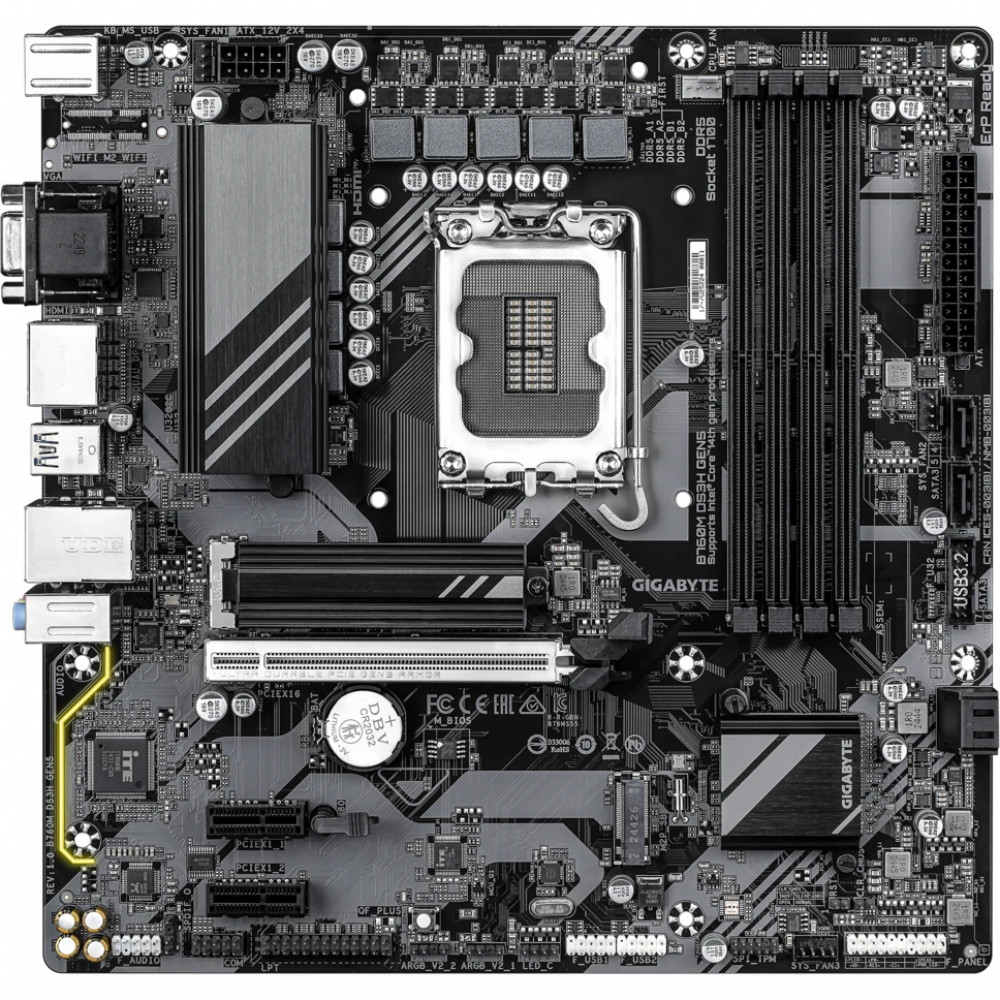 Материнская плата Gigabyte B760 DS3H GEN5 Micro-ATX, LGA 1700 — фото товара