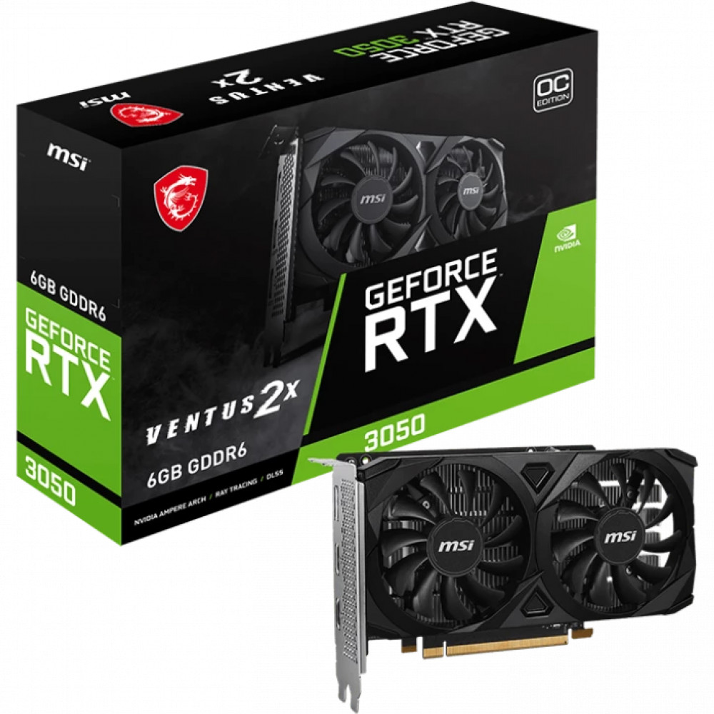 Видеокарта MSI RTX 3050 VENTUS 2X E 6G OC 6 ГБ — фото товара