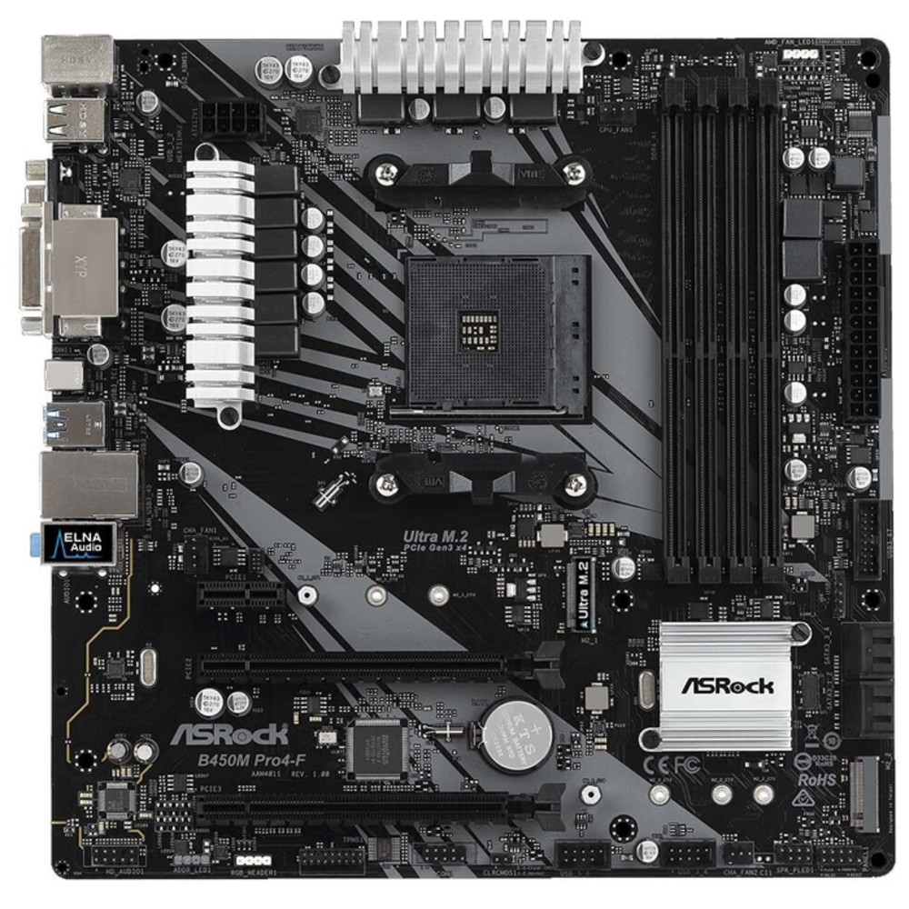 Материнская плата ASRock B450M PRO4-F Micro-ATX, AMD AM4 - миниатюра 5