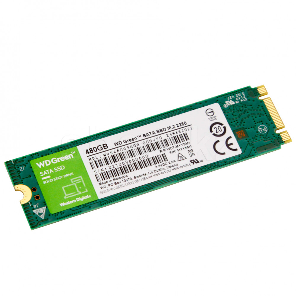 Жесткий диск Western Digital Серия GREEN WDS480G3G0B SSD (твердотельные), 480 ГБ, M.2, SATA - миниатюра 3