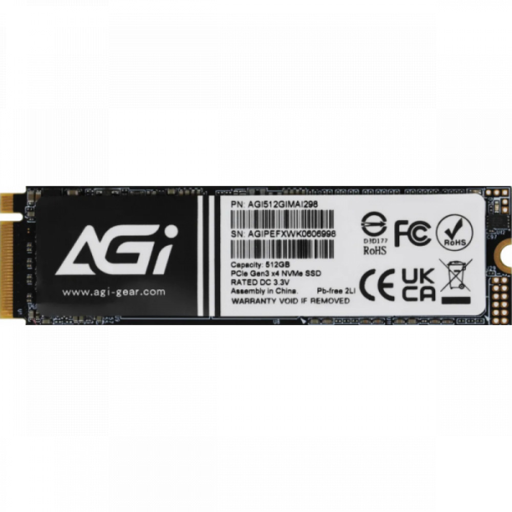 Жесткий диск AGI AGI512GIMAI298-CB SSD (твердотельные), 512 ГБ, M.2, PCIe — фото товара