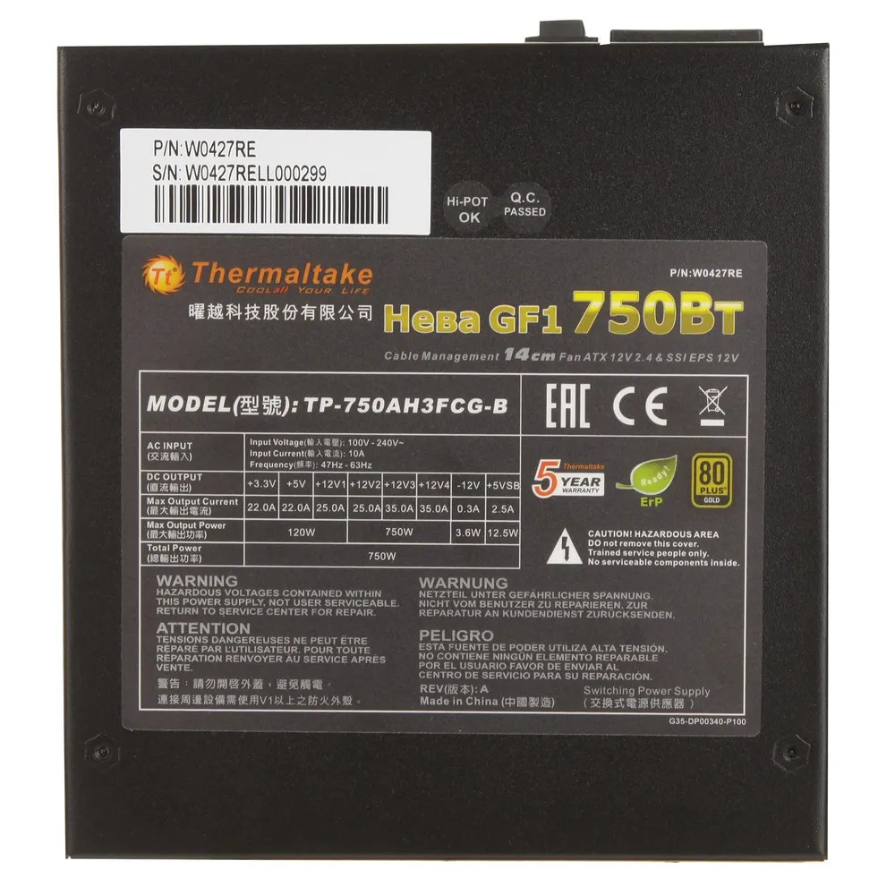 Блок питания Thermaltake Нева GF1 W0427RE GF1 750 Вт - миниатюра 5