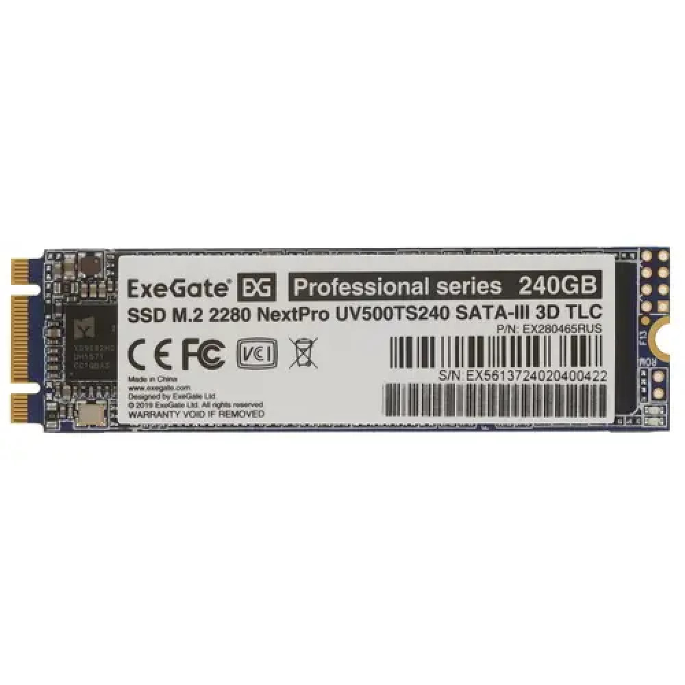 Жесткий диск ExeGate NextPro UV500TS240 EX280465RUS SSD (твердотельные), 240 ГБ, M.2, SATA — фото товара