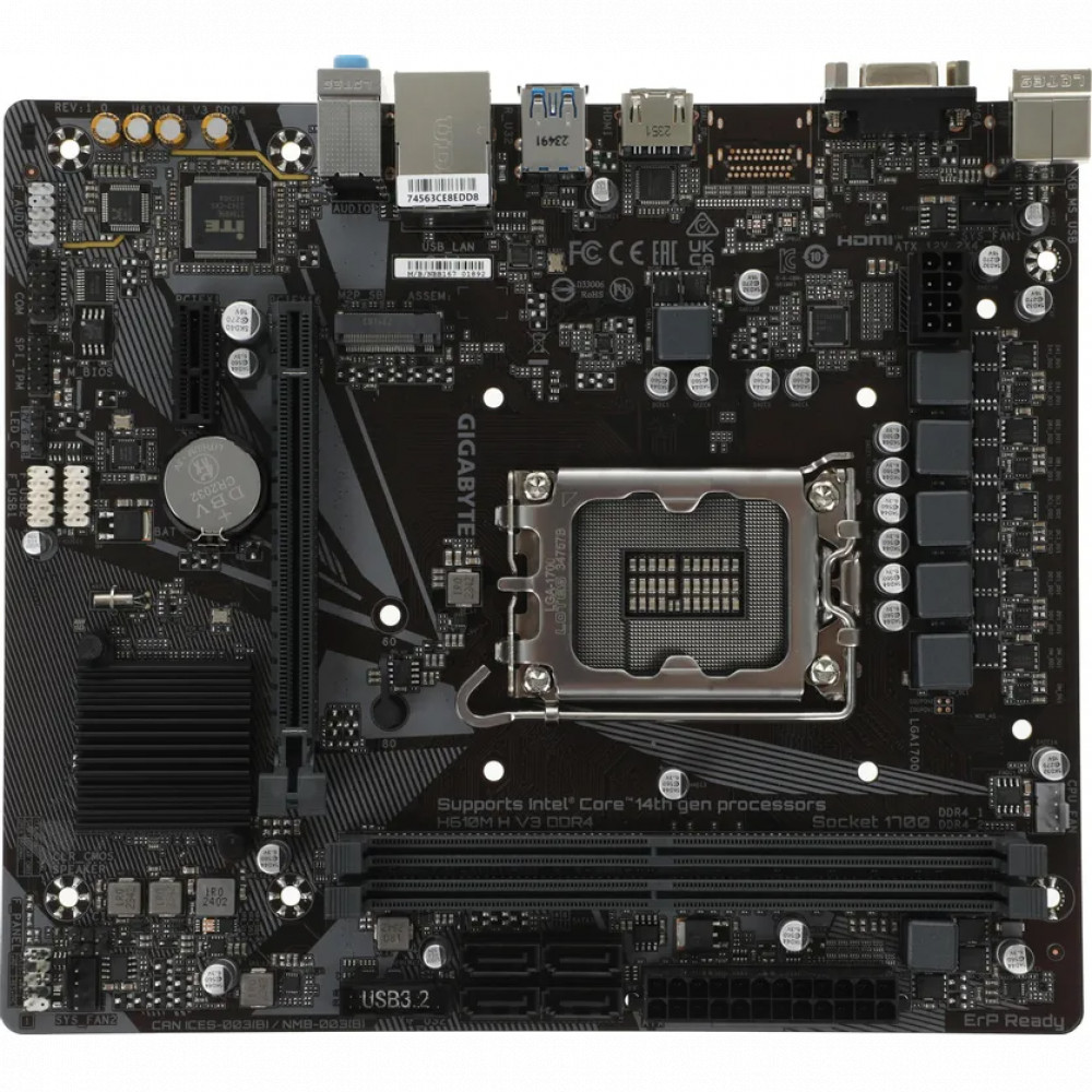 Материнская плата Gigabyte H610M H V3 DDR4 H610M H V3 DDR4|| Micro-ATX, LGA 1700 — фото товара
