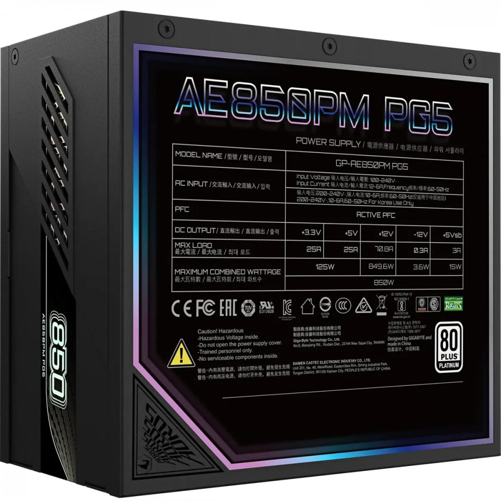 Блок питания Gigabyte AORUS ELITE P850W GP-AE850PM PG5 850 Вт - миниатюра 4