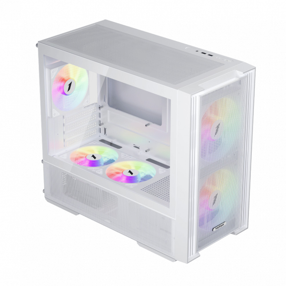 Корпус 1STPLAYER AU6 White AU6-WH-2FA7-14-W-2FA7R-W-1FA7-W Mini-Tower - миниатюра 2