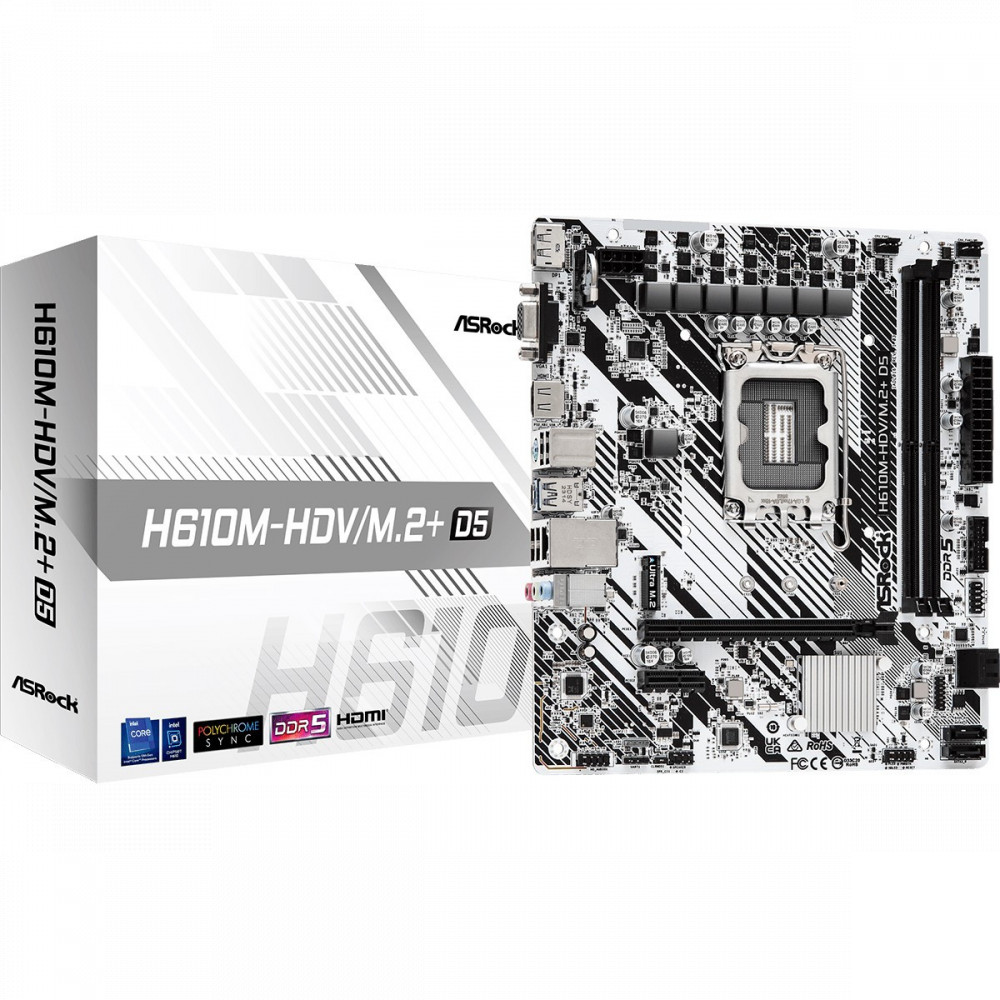 Материнская плата ASRock H610M-HDV/M.2+D5 Micro-ATX, LGA 1700 - миниатюра 5