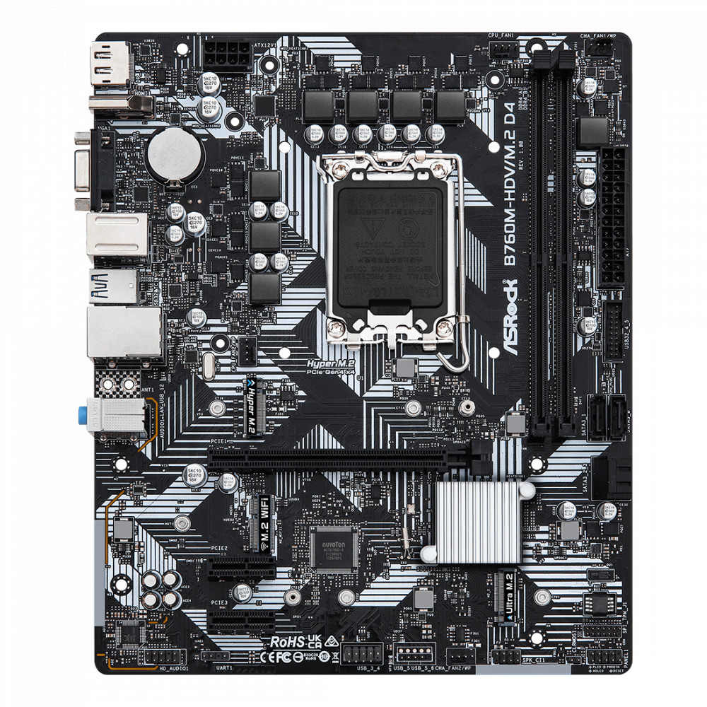 Материнская плата ASRock B760M-HDV/M.2 D4 Micro-ATX, LGA 1700 - миниатюра 2