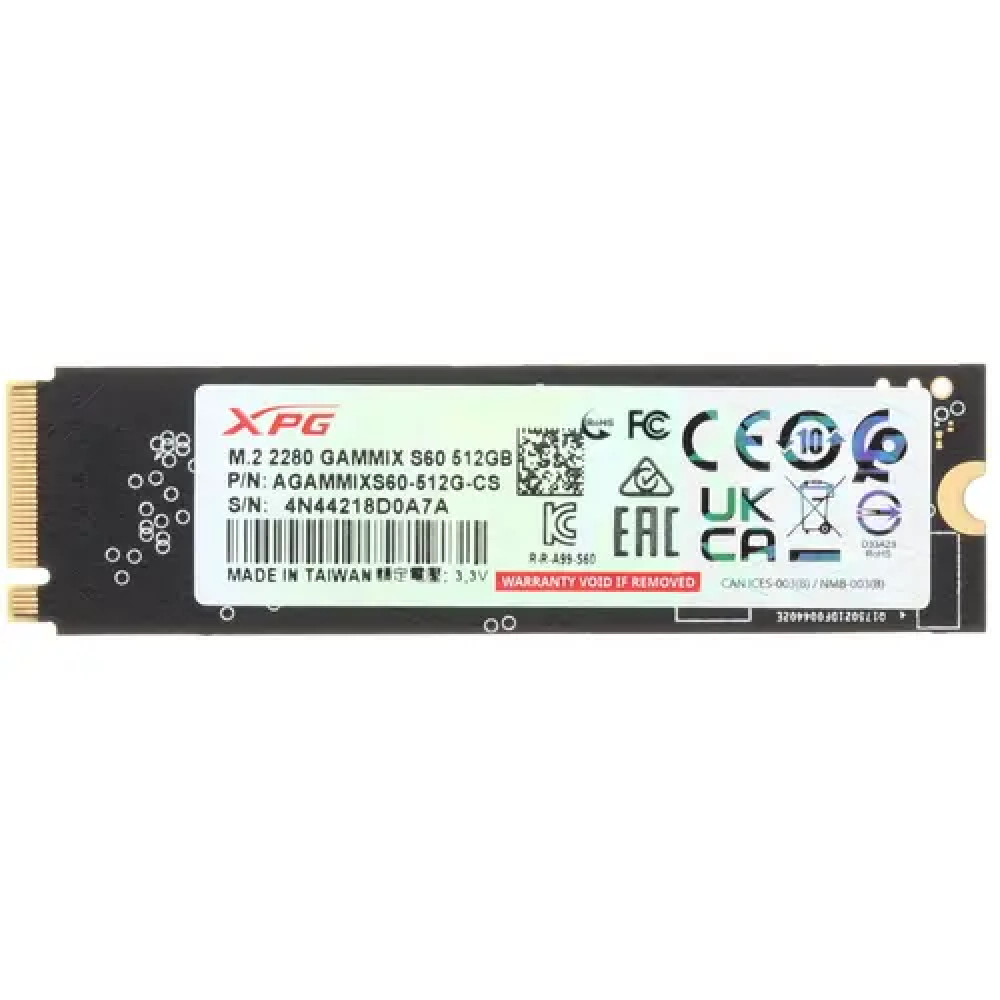 Жесткий диск ADATA XPG GAMMIX S60 AGAMMIXS60-512G-CS SSD (твердотельные), 512 ГБ, M.2, PCIe — фото товара