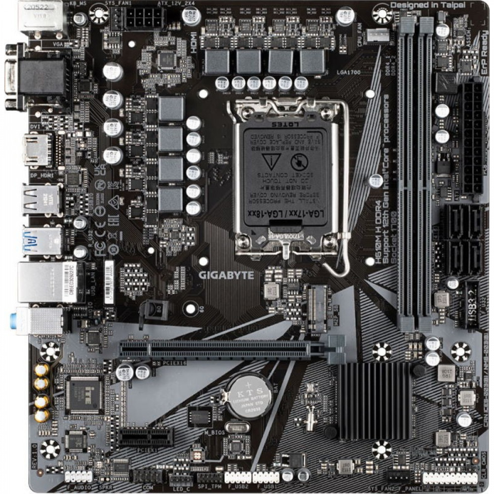 Материнская плата Gigabyte H610M H DDR4 Micro-ATX, LGA 1700 - миниатюра 2