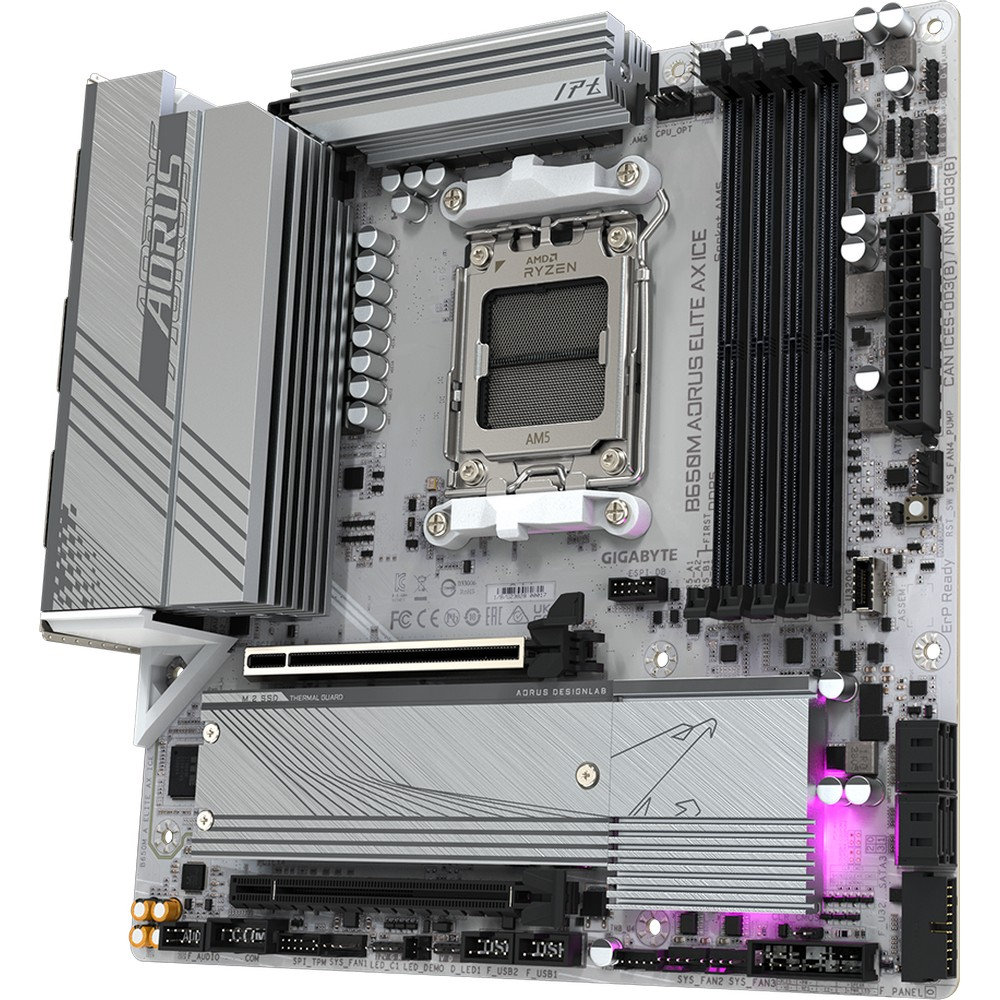 Материнская плата Gigabyte B650M Aorus Elite AX ICE B650M AORUS ELITE AX ICE R1.0 Micro-ATX, AMD AM5 - миниатюра 3
