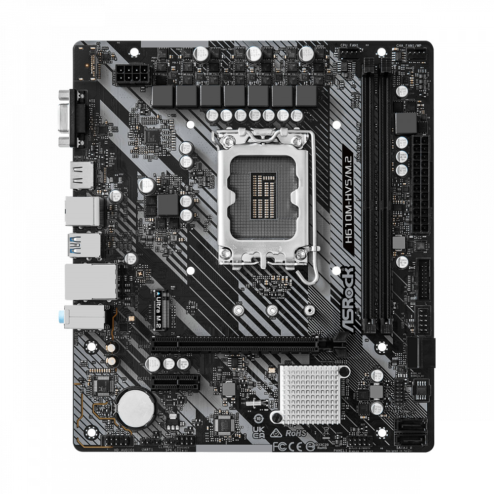 Материнская плата ASRock H610M-HVS/M.2 R2.0 DDR4 Micro-ATX, LGA 1700 — фото товара