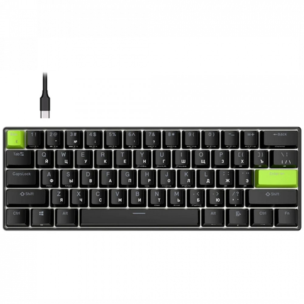 Клавиатура Royal Kludge C61 Black Green (Mint Switch) 6935280827976 Проводная, USB - миниатюра 3
