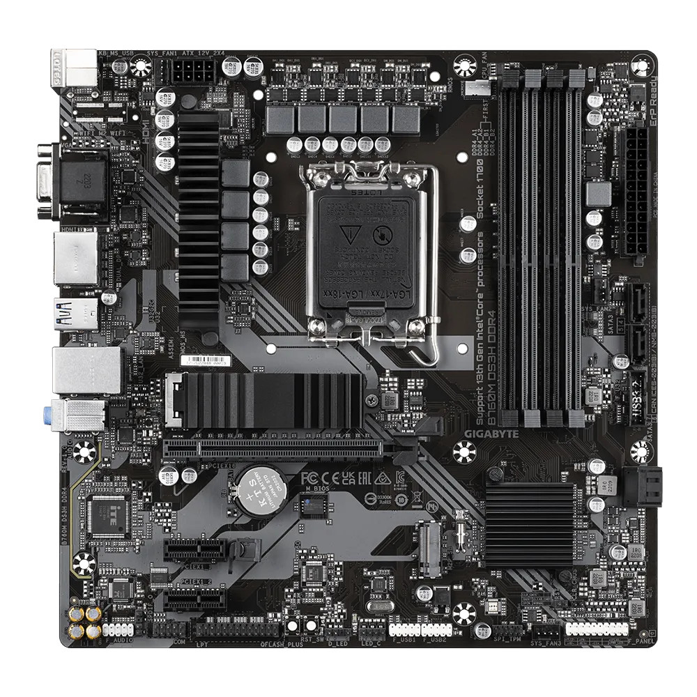 Материнская плата Gigabyte B760M DS3H DDR4 Micro-ATX, LGA 1700 — фото товара