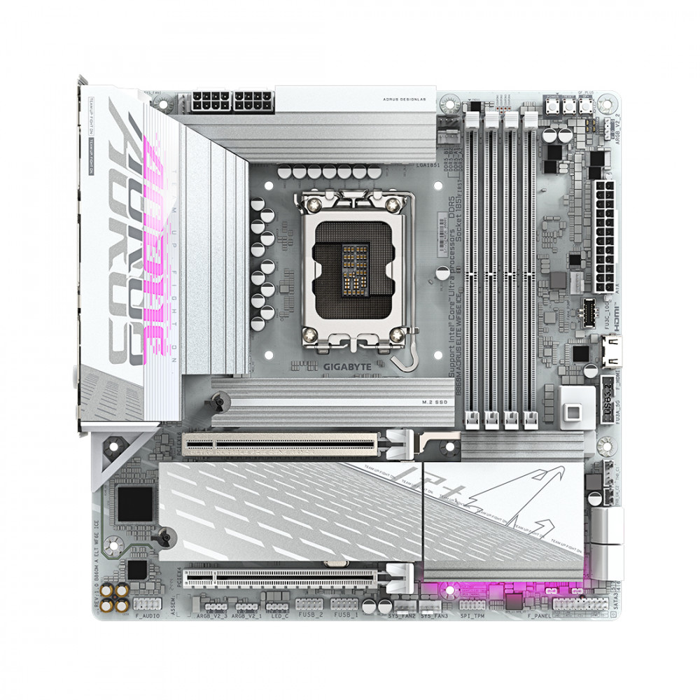 Материнская плата Gigabyte B860M AORUS ELITE WIFI6E ICE B860M A ELT WF6E ICE Micro-ATX, LGA 1851 - миниатюра 2