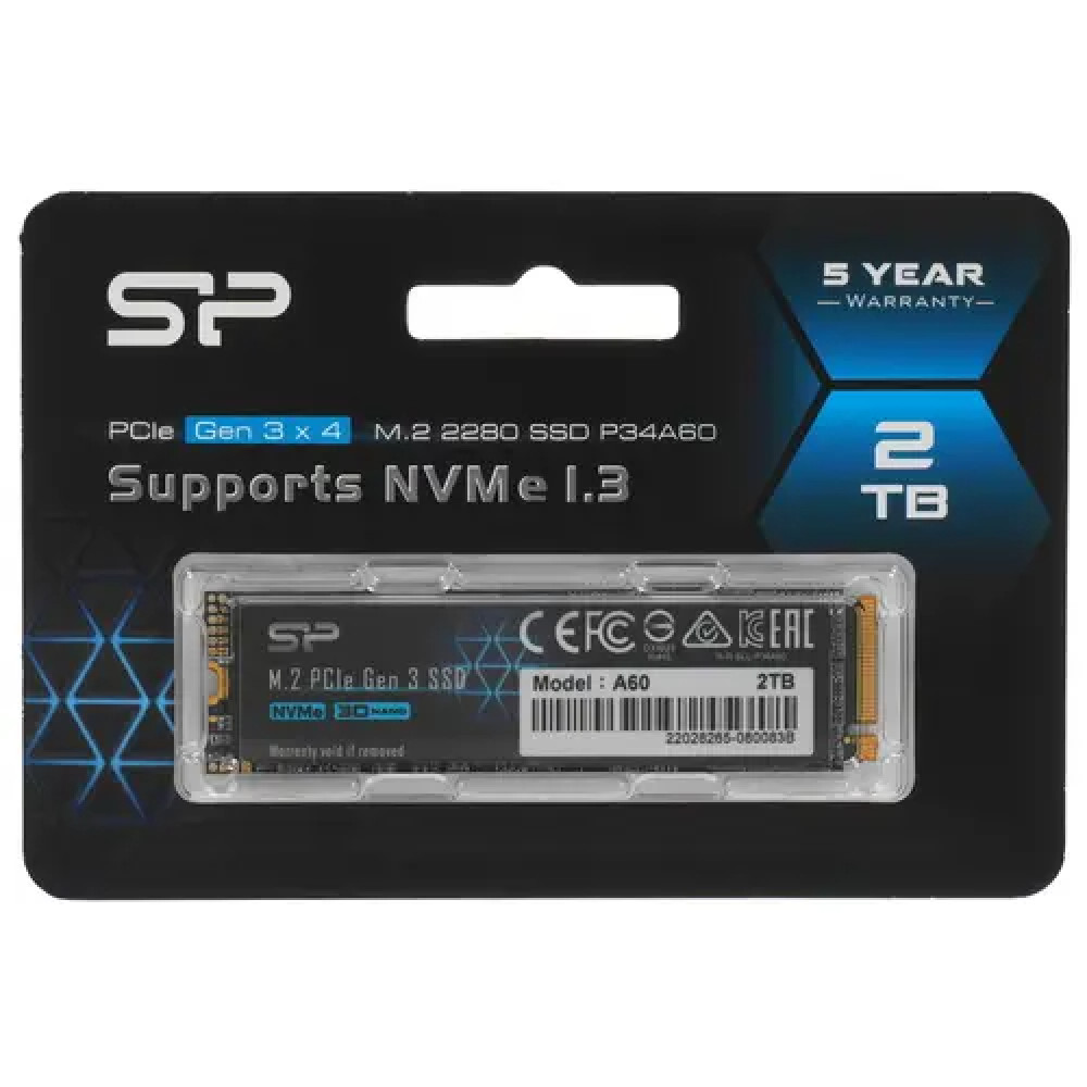 Жесткий диск Silicon Power P34A60 SP002TBP34A60M28 SSD (твердотельные), 2 ТБ, M.2, PCIe — фото товара