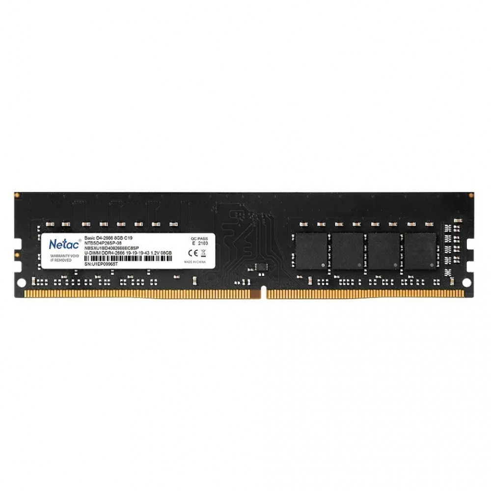 ОЗУ Netac Basic RTL PC4-21300 CL19 NTBSD4P26SP-08 DIMM, DDR4, 8 Гб, 2666 МГц — фото товара