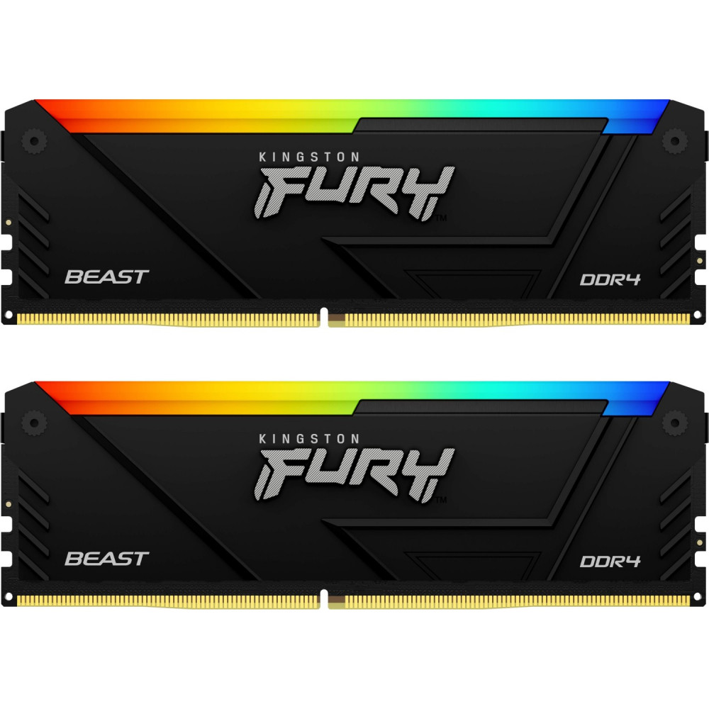 ОЗУ Kingston Fury Beast RGB KF436C18BB2AK2/64 DIMM, DDR4, 64 Гб (2 х 32 Гб), 3600 МГц — фото товара