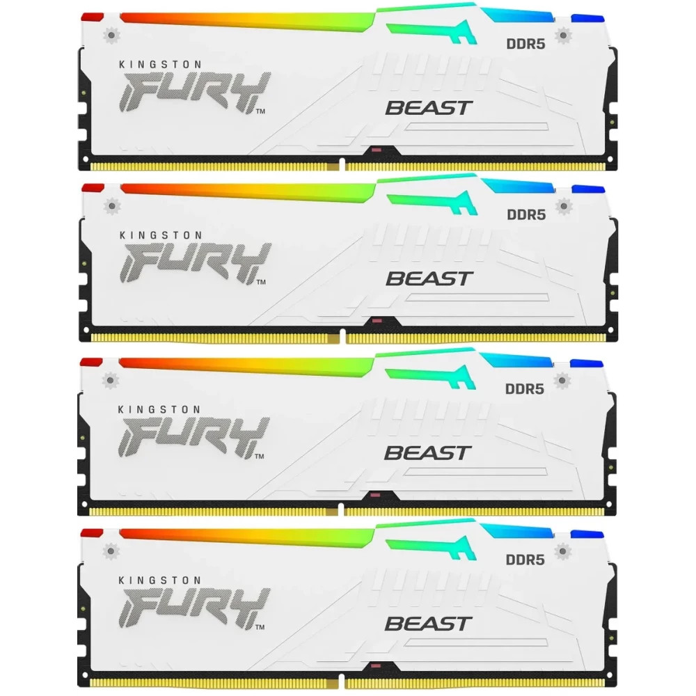 ОЗУ Kingston FURY Beast White RGB XMP KF552C40BWAK4-64 DIMM, DDR5, 64 Гб (4 х 16 Гб), 5200 МГц — фото товара