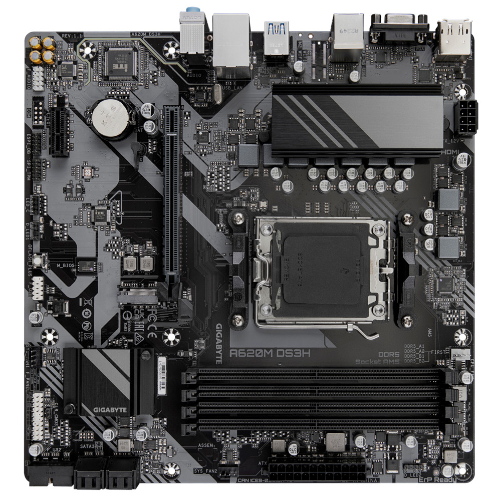 Материнская плата Gigabyte AMD A620 SAM5 MATX A620M DS3H 1.1 Micro-ATX, AMD AM5 - миниатюра 2