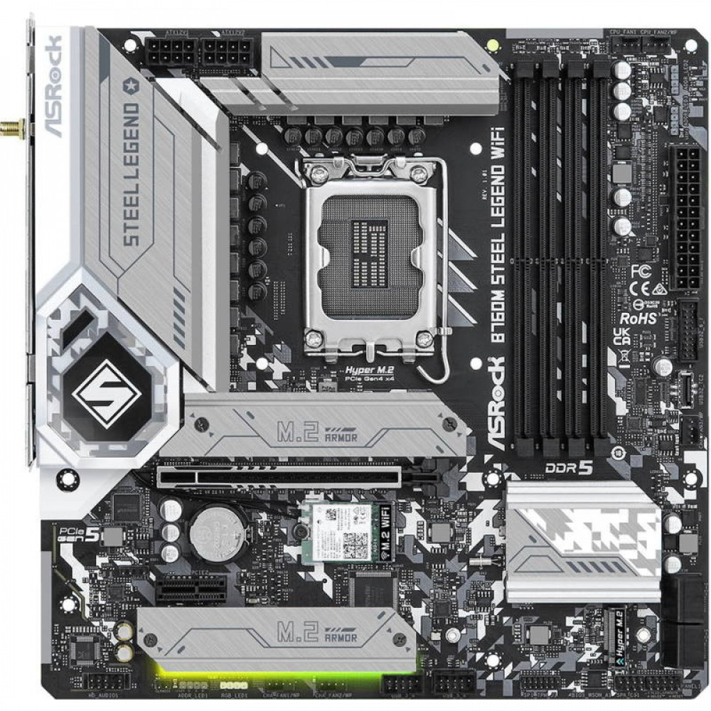 Материнская плата ASRock B760M STEEL LEGEND WIFI Micro-ATX, LGA 1700 - миниатюра 3