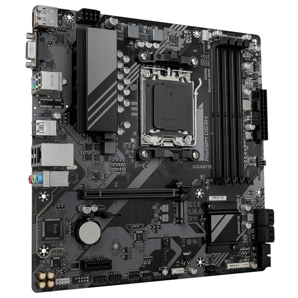 Материнская плата Gigabyte AMD A620 SAM5 MATX A620M DS3H 1.1 Micro-ATX, AMD AM5 - миниатюра 3